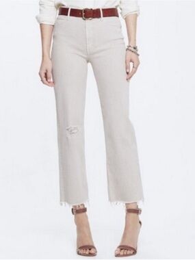 MOTHER The Maverick Fray high waisted crop jeans size 26 in Warm Taupe.